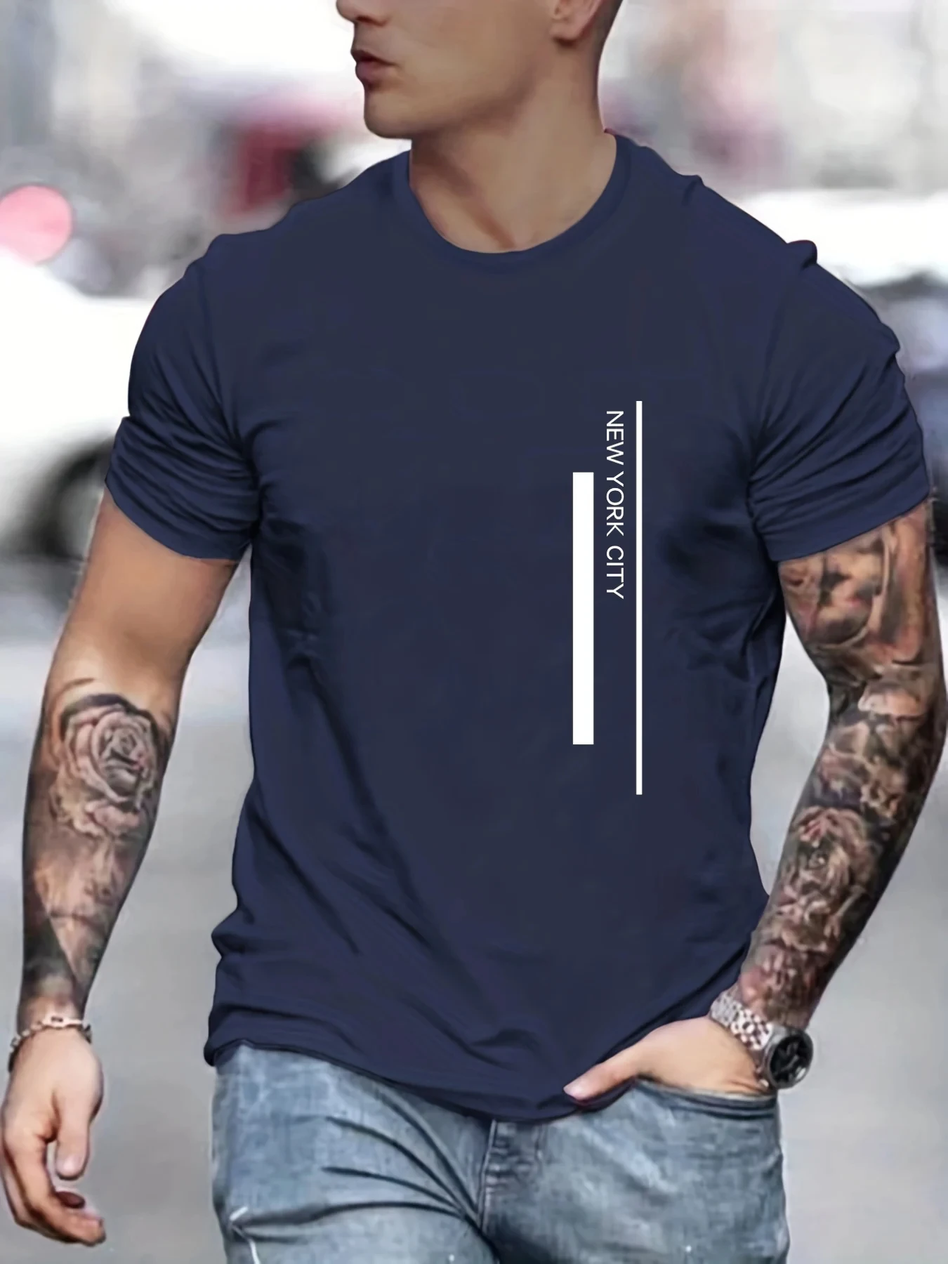 T-shirt à imprimé lettres NEW  - Men'S Fashion New York avis et prix