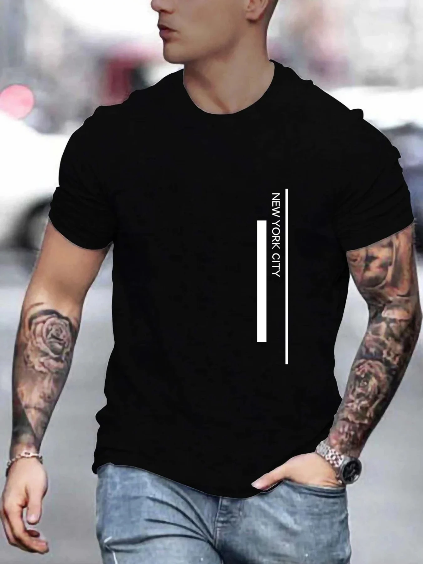 T-shirt à imprimé lettres NEW  - Men'S Fashion New York avis et prix