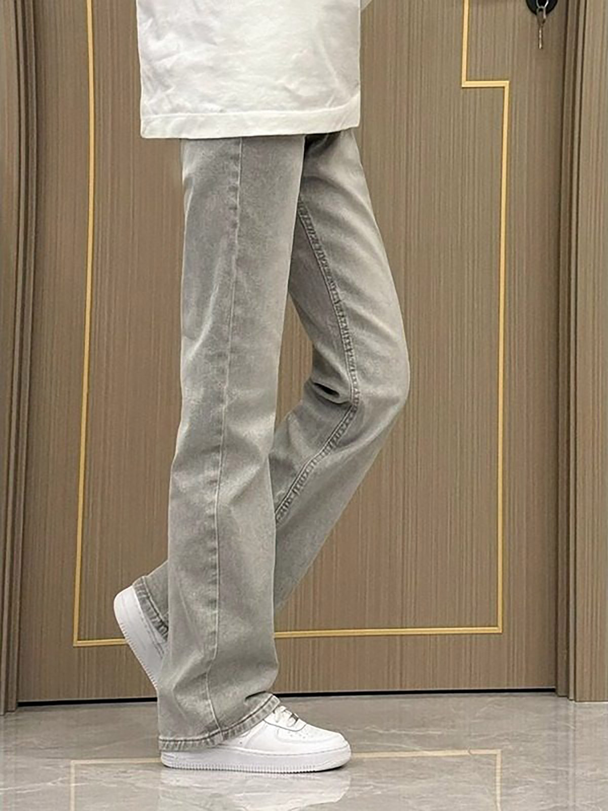 Jeans coupe droite slim gris f - Men'S Fashion Grey Jeans avis et prix